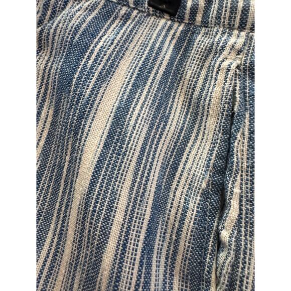 Striped Pants Blue & White Cropped Wide Leg Boho Casual Comfortable - Picture 5 of 8